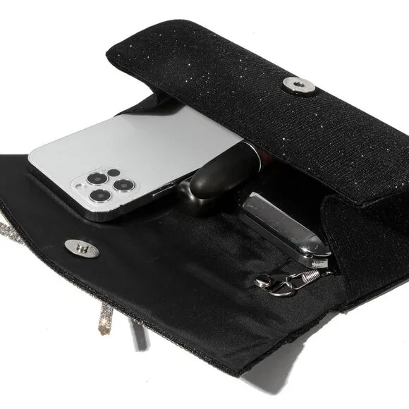 Compact Rhinestone Bow Evening Clutch - Lightweight Crossbody Purse for Women - Picture 4 of 6